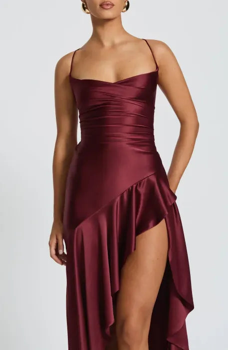 The Amara Draped Satin Gown