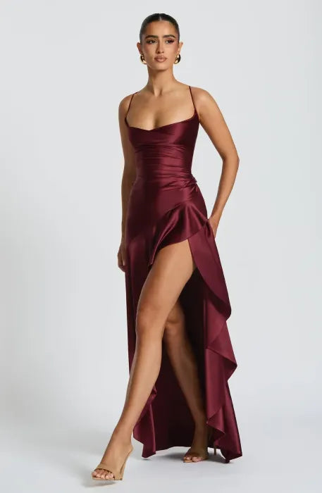The Amara Draped Satin Gown
